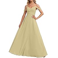 Women's Chiffon Off Shoulder Bridesmaid Dress Floor Length A-line Evening Dress