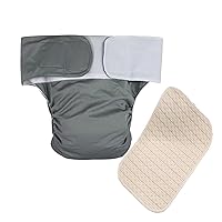 MASTERY Adult Cloth Diaper with Diaper Inserts Adjustable Waist Size Reusable Washable for Incontinent Person, Elderly, Pregnant, Disabled (1 Piece)