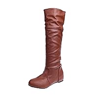 Women Fall Fashion Leather Boots Vintage Slouchy Casual Booties 2022 Comfort Western Cowboy Boot for Women