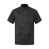 Chef Jacket for Men Chef Shirt Short/Long Sleeve Chef Uniform Kitchen Cooking Work Uniforms Loose Fit Black Type A Medium