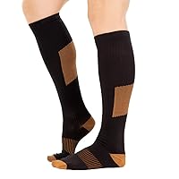 BraceAbility Compression Socks - Copper Anti-Embolism Medical Stockings for Swelling, Varicose Spider Veins, Pregnancy Circulation, Travel, Flights, Running Shin Splints, Diabetic Adults (Pair)