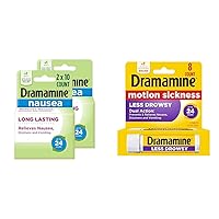 Dramamine Nausea Long Lasting 10 Count 2 Pack and Motion Sickness Relief Less Drowsy 8 Count