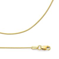 Solid 14k Yellow Gold Necklace Snake Chain Round Diamond Cut Style Polished Genuine 0.7 mm 20 inch