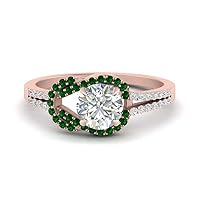 Choose Your Gemstone Knot Halo Diamond CZ Ring rose gold plated Round Shape Halo Engagement Rings Affordable for your Girlfriend, Wife, Partner Wedding US Size 4 to 12