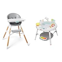 Skip Hop Baby High Chair, Eon 4-in-1, Grey/White & Baby Activity Center: Interactive Play Center with 3-Stage Grow-with-Me Functionality, 4mo+, Silver Lining Cloud