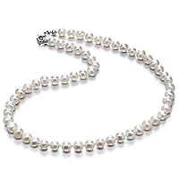 Adabele Authentic Natural AA+ Grade Round White Cultured Freshwater Pearl Necklace Jewelry for Women Anniversary Birthday Mother Gifts