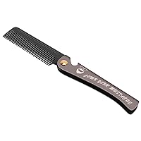 1 Pcs Black Men Folding Pocket Comb PP Teeth Detangling Hair Beard Comb Metal Handle Foldable Combing Mustache Comb
