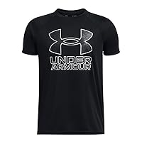 Under Armour Boys' Tech Big Logo Short Sleeve T Shirt, (010) Black / / White, Youth Small