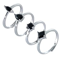 925 Sterling Silver Adjustable size Ring sets for Women Girls with Birthstone Jewelry