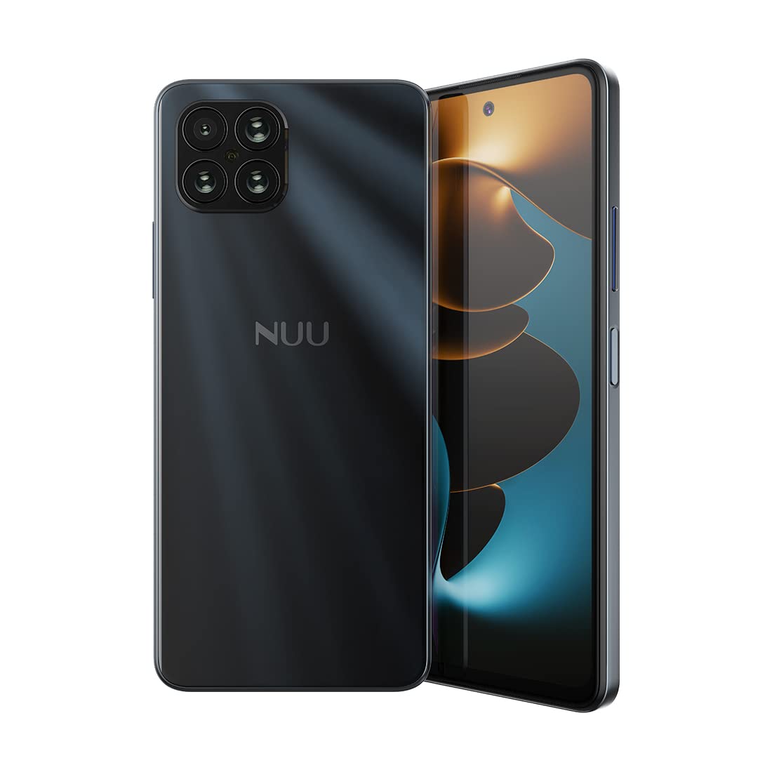NUU B15 | Black | 48 MP | Quad-Camera | Unlocked (T-Mobile Only) | 6.78'' Full HD+ Display | 128GB | 90Hz | 18W Fast Charge | 5000 mAh | Fingerprint | Android 11 Wireless Earbuds Buds A