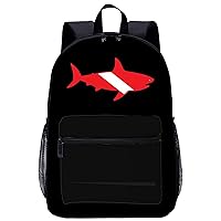 Great White Shark Diving Laptop Backpack for Men Women 17 Inch Travel Daypack Lightweight Shoulder Bag