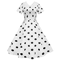 Women's Vintage Polka Dots Flared A-Line Swing Party Dresses 1950 Retro Audrey Hepburn Style Rockabilly Prom Dress