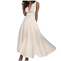 Work Dresses for Women 2024,Women's Fashion Spring and Summer Solid Color Sleeveless V Neck Side Zipper Style