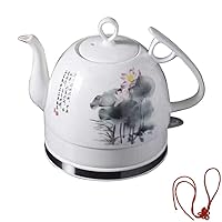 Kettles,Ceramic Electric Kettle Cordless Water Tea Jug, Tea Jug-Retro 1.2L Jug, 1000W Water Fast for Tea, Coffee, Soup, Oatmeal-Removable Base, Voluntary Power off/Gray