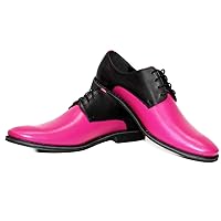 Modello Pinkpinko - Handmade Italian Mens Color Pink Oxfords Dress Shoes - Cowhide Patent Leather - Lace-Up
