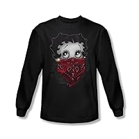 Betty Boop - Mens Bandana & Roses Long Sleeve Shirt in Black