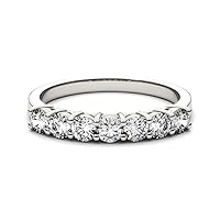 Seven Stone Half Eternity Matching Wedding Band, Round Cut 0.80CT, Colorless Moissanite Band, 925 Sterling Silver, Engagement Ring, Wedding Gift, Perfact for Gift Or As You Want
