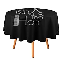 Love is in The Hair Hairstylist Round Tablecloth Washable Table Cover with Dust-Proof Wrinkle Resistant for Restaurant Picnic 19.99