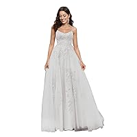 MllesReve Spaghetti Strap Long Tulle Prom Dresses Backless Corset Back Lace Applique Women Formal Evening Dress