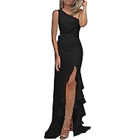 XJYIOEWT Lavender Prom Dress,Womens One Shoulder Ruched Ruffle Formal Evening DressSlim Dresses Plus Womens Formal Dress