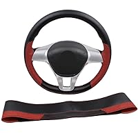 steering wheel cover DIY Car Steering Wheel Cover Universal 38cm Auto Steering Wheel Case Sports Style Microfiber Leather Braid wheelcovers (Color Name : Darke-red)