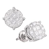 The Diamond Deal 14kt White Gold Womens Princess Round Diamond Soleil Cluster Earrings 2.00 Cttw
