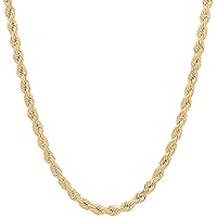 Savlano 18K Gold Plated 925 Sterling Silver 4mm Solid Italian Rope Diamond Cut Twist Link Chain Necklace With Gift Box For Men & Women - Made in Italy