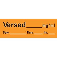 AN-149 Anesthesia Removable Tape with Date, Time & Initial, Versed Mg/Ml, 333 Imprints, Orange, 1/2