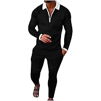 Mens Fashion Summer Tracksuits Casual Zip Short Sleeve T-Shirt and Sweatpants Set 2 Piece Outfits Sportswear Suit