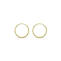 14k Solid Gold Endless Hoop Earrings, 14k Gold Thin Hoop Earrings, Cartilage Earrings, Helix Earring, Nose Hoop, Tragus Earring, 100% Real 14k Gold