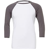 Canvas Mens 3/4 Sleeve Baseball T-Shirt (XS) (White/Asphalt)