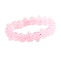 Genuine Natural Rose Quartz Pink Crystal Carved Pig Beads Women Men Bracelet 12x10mm AAAAA