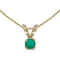 14k Yellow Gold Round Emerald Pendant (chain NOT included)