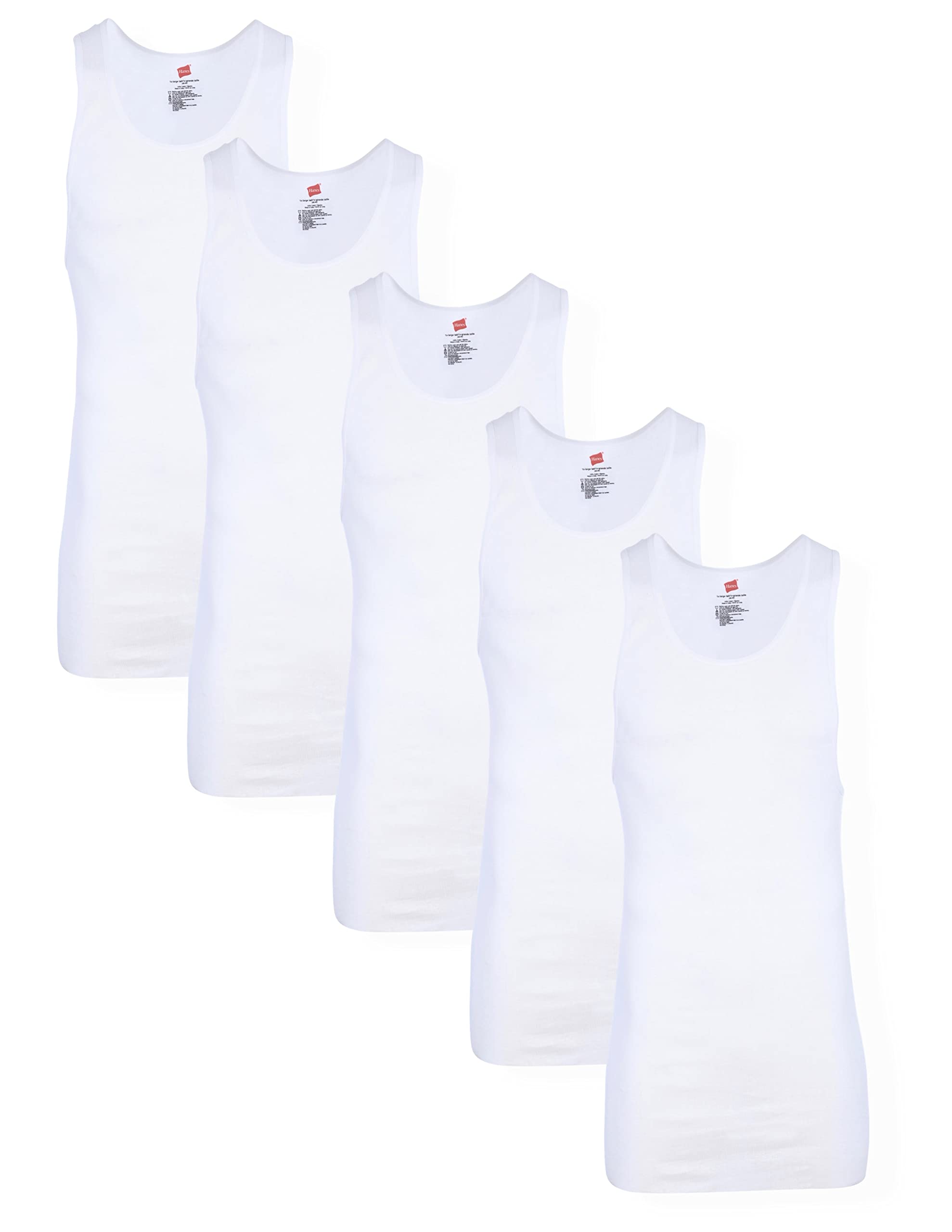 Hanes Men’s Tagless Ribbed Undershirt Tall, Various Pack Size Options