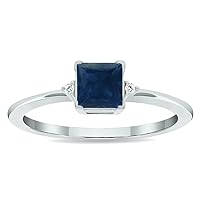 Women's Princess Cut Sapphire and Diamond Classic Band in 10K White Gold