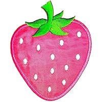 Pink Strawberry Embroidered Patch Fabric Sticker Pink Strawberry Cute Fruit Cartoon Iron On Sew On Souvenir Gift Patches Logo Clothe Jeans Jackets Hats Backpacks