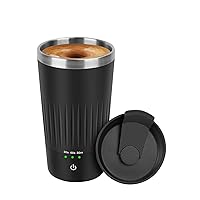 VAlinks Auto Stirring Coffee Mug, Rechargeable Self Mixing Cup with 3 Mixing Function, 400ml Magnetic Stainless Steel Coffee Mug to Stir Coffee, Mixed Milk, Powder for Car Office Home Use, Black
