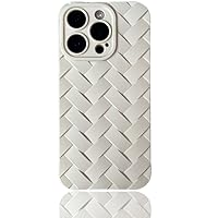 for iPhone Case Cute 3D Weave Plated Design Soft TPU Silicone Camera Screen Protect Bumper for Women Girls Slim Reinforced Shockproof (White,iPhone 14 Pro Max)