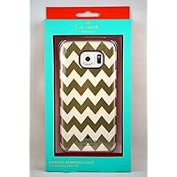 Kate Spade New York Flexible Harshell Cell Phone Case for Samsung Galaxy S6 Gold Chevron Stripes