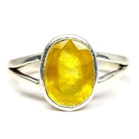 Choose Your Color Natural Gemstone Ring Sterling Silver 5 Carat Statement Handcrafted Jewellery Size H-Z