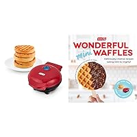 DASH DMW001RD Mini Maker, 4 Inch, Red & DCB001MW Wonderful Mini Waffles Recipe Book with Gluten, Vegan, Paleo, Dairy + Nut Free Options, Over 80+ Easy to Follow Guides
