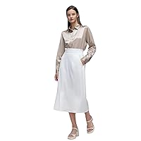 Women Casual Silk Solid Color Skirt