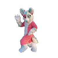 Pink Rose Huksy Dog Fursuit Fullsuit Teen Costumes Child Full Furry Suit Furries Anime Digitigrade Costume Bent Legs Angel Dragon, Custom Note pls