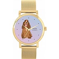Brown Cocker Spaniel Dog Watch Ladies 38mm Case 3atm Water Resistant Custom Designed Quartz Movement Luxury Fashionable