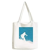 Sport Skiing with Skis Ski Pole Tote Canvas Bag Shopping Satchel Casual Handbag
