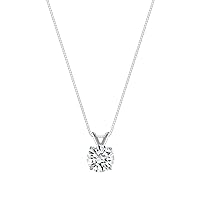 Destiny Jewel 1Ct Round Brilliant Cut Solid 925 Sterling Silver 14K White Gold Plated Solitaire Pendant 18