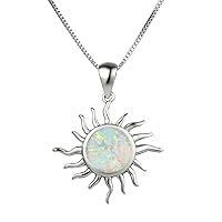 Opal Sun Pendant Necklaces for Women Teen Girls 925 Sterling Silver Flower Chain Adjustable Choker Necklace Dainty Jewelry Gifts
