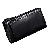 SUMGOGO Wallet for Men Large Long Clutch Handbag Wallets Leather RFID Blocking Mens Card Holder Purse (Black)