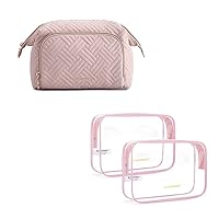 BAGSMART Travel Makeup Bag, Cosmetic Bag Make Up Organizer Case, Clear Toiletry Bag 2 Pack TSA Approved Travel Toiletry bag Quart Size Carry on