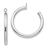 14K White Gold Tube Hoop Earring Jackets for Studs